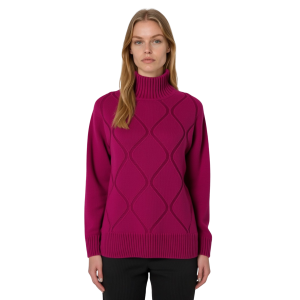 .MAGLIONE DONNA MEZZO COLLO LAVORATO MISTO LANA VISCOSA CASHMERE MADE IN ITALY ART.40321