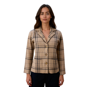 .GIACCA DONNA COLLO REVERSE QUADRI TASCHE MISTO CASHMERE MADE IN ITALY  ART.31278