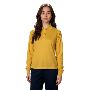 .MAGLIA POLO DONNA 3 BOTTONI.LANA MERINOS 80% MADE IN ITALY S-M-L-XL-XXL GIALLO
