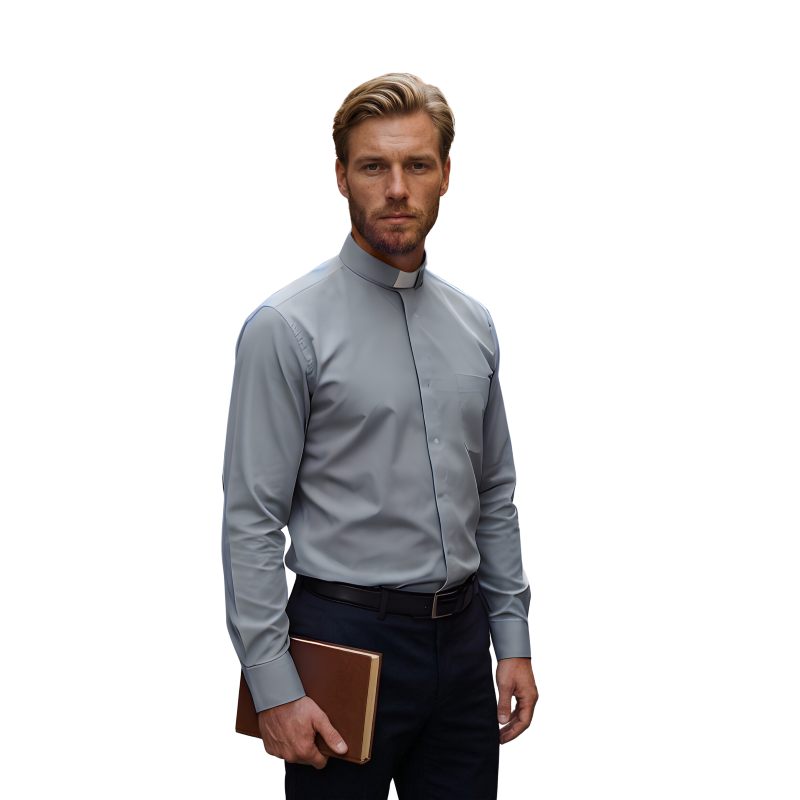 CAMICIA UOMO PRETE  MANICA LUNGA COLLETTO SACERDOTE ART.VATICANO
