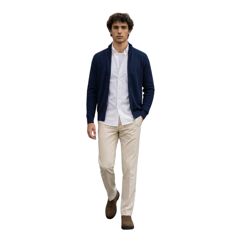 GIACCA UOMO ZIP PURO COTONE CHICCO DI RISO MADE IN ITALY TG.M-3XL