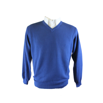 PULLOVER UOMO SCOLLO V PURO COTONE LAVORAZIONE A CHICCO DI RISO MADE IN ITALY