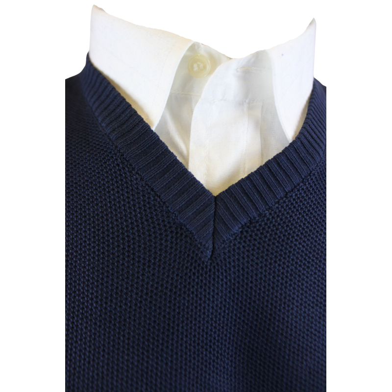 PULLOVER UOMO SCOLLO V PURO COTONE LAVORAZIONE A CHICCO DI RISO MADE IN ITALY