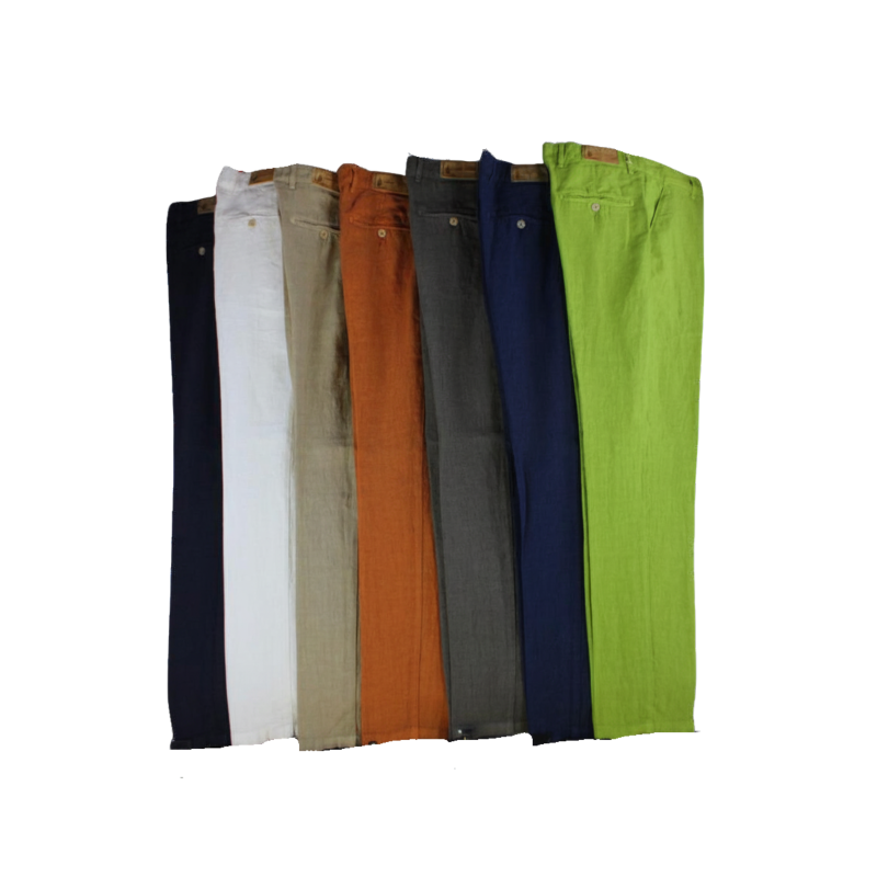 .PANTALONE UOMO PURO LINO CHINO MADE IN ITALY VITA REGOLARE GAMBA DRITTA ART.CASTIGLIONCELLO