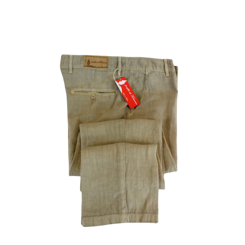 .PANTALONE UOMO PURO LINO CHINO MADE IN ITALY VITA REGOLARE GAMBA DRITTA ART.CASTIGLIONCELLO