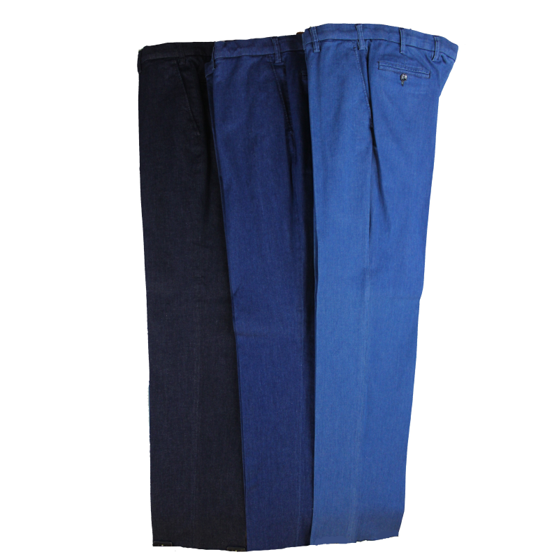 .PANTALONE UOMO GAMBA ASCIUTTA  IN TESSUTO JEANS  LEGGERO ELASTICIZZATO VITA ALTA CINTOLO CON ELASTICO