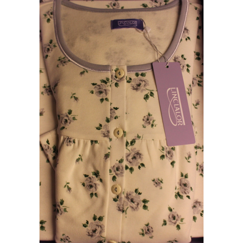 CAMICIA NOTTE LINCLALOR CALDO COTONE ART.92411 MANICA RAGLAN 100% COTONE MAGLINA TAGLIE FORTI  FINO ALLA TG.64 