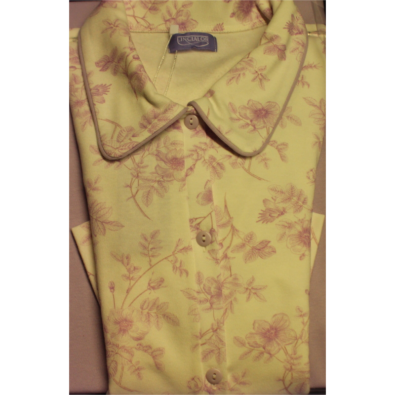 PIGIAMA DONNA LINCLALOR APERTO ART.92398 CON COLLO E TASCHE CALDO COTONE  ANCHE TAGLIE FORTI