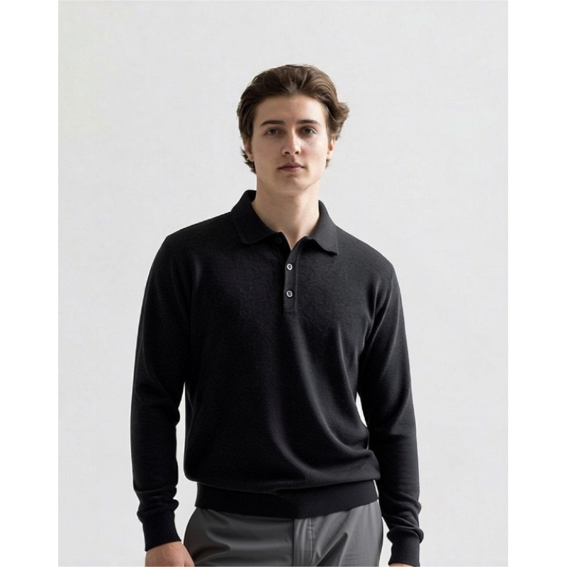 MAGLIA UOMO POLO 90% LANA 10% CASHMERE MADE IN ITALY 3 BOTTONI