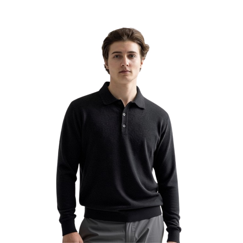MAGLIA UOMO POLO 90% LANA 10% CASHMERE MADE IN ITALY 3 BOTTONI