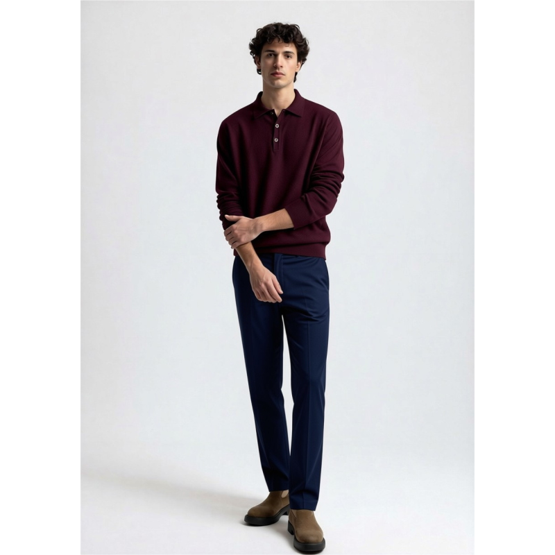 MAGLIA UOMO POLO 90% LANA 10% CASHMERE MADE IN ITALY 3 BOTTONI