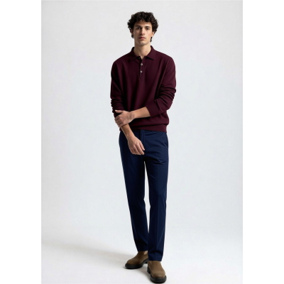 MAGLIA UOMO POLO 90% LANA 10% CASHMERE MADE IN ITALY 3 BOTTONI