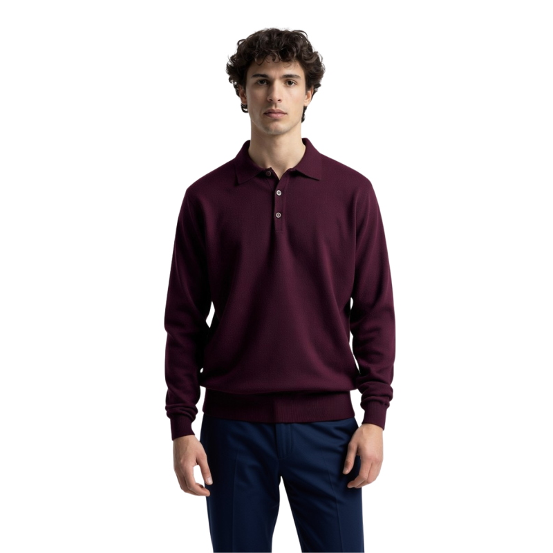 MAGLIA UOMO POLO 90% LANA 10% CASHMERE MADE IN ITALY 3 BOTTONI