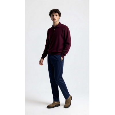 MAGLIA UOMO POLO 90% LANA 10% CASHMERE MADE IN ITALY 3 BOTTONI