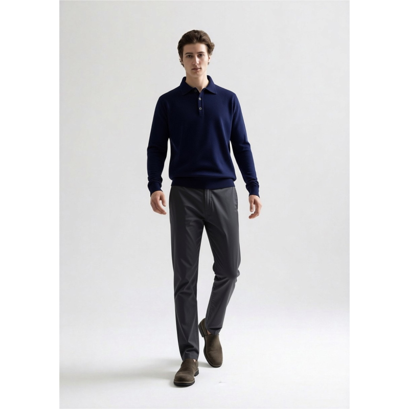 MAGLIA UOMO POLO 90% LANA 10% CASHMERE MADE IN ITALY 3 BOTTONI