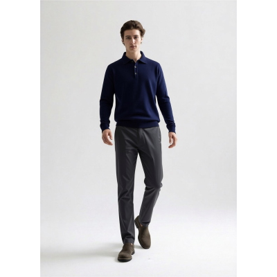 MAGLIA UOMO POLO 90% LANA 10% CASHMERE MADE IN ITALY 3 BOTTONI