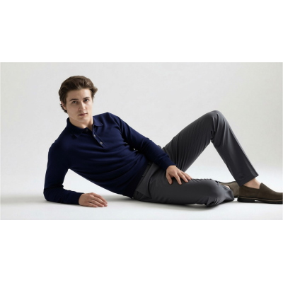 MAGLIA UOMO POLO 90% LANA 10% CASHMERE MADE IN ITALY 3 BOTTONI