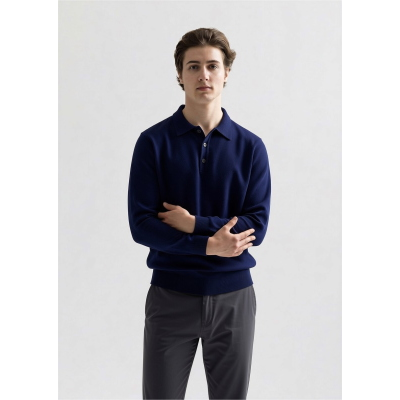MAGLIA UOMO POLO 90% LANA 10% CASHMERE MADE IN ITALY 3 BOTTONI