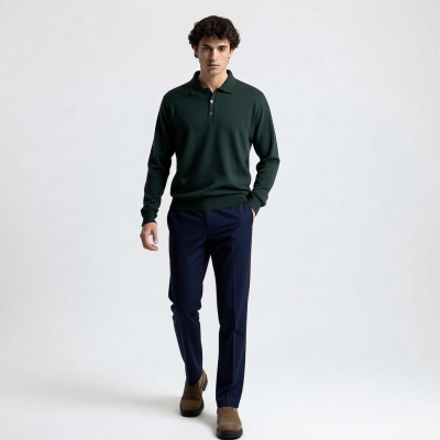 MAGLIA UOMO POLO 90% LANA 10% CASHMERE MADE IN ITALY 3 BOTTONI