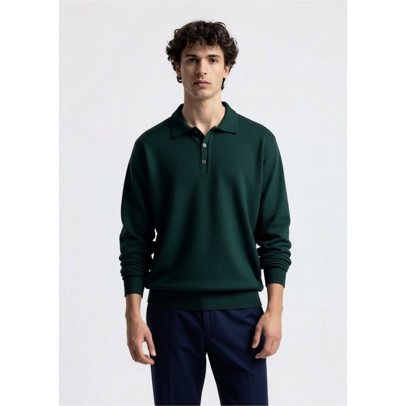 MAGLIA UOMO POLO 90% LANA 10% CASHMERE MADE IN ITALY 3 BOTTONI
