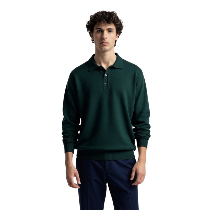 MAGLIA UOMO POLO 90% LANA 10% CASHMERE MADE IN ITALY 3 BOTTONI