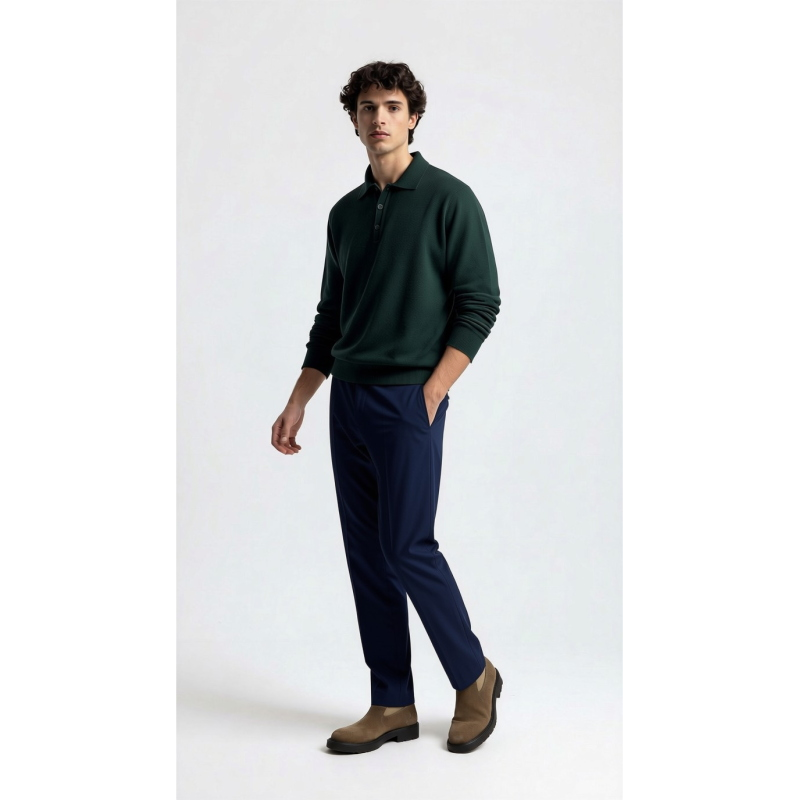 MAGLIA UOMO POLO 90% LANA 10% CASHMERE MADE IN ITALY 3 BOTTONI