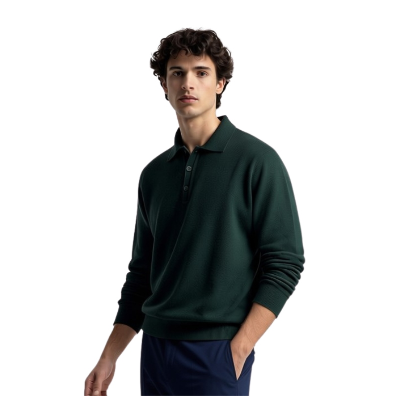 MAGLIA UOMO POLO 90% LANA 10% CASHMERE MADE IN ITALY 3 BOTTONI