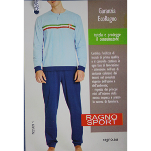 .RAGNO PIGIAMA UOMO LUNGO IN PURO COTONE SERAFINO 25691