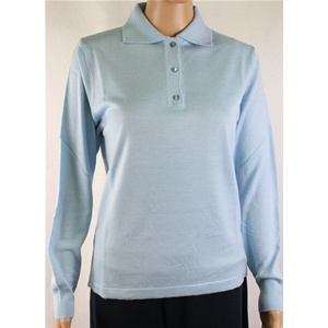 .MAGLIA POLO DONNA 3 BOTTONI.LANA MERINOS 80% MADE IN ITALY S-M-L-XL-XXL CIELO