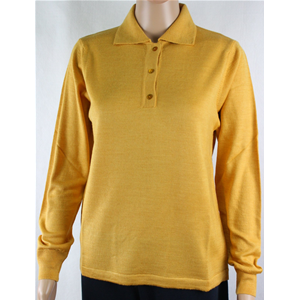 .MAGLIA POLO DONNA 3 BOTTONI.LANA MERINOS 80% MADE IN ITALY S-M-L-XL-XXL GIALLO