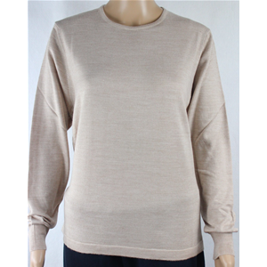 MAGLIA DONNA PARICOLLO.LANA MERINOS 80% MADE IN ITALY S-M-L-XL-XXL BEIGE