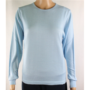 MAGLIA DONNA PARICOLLO.LANA MERINOS 80% MADE IN ITALY S-M-L-XL-XXL CIELO