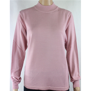 MAGLIA DONNA MEZZOCOLLO.LANA MERINOS 80% LUPETTO MADE IN ITALY ROSA