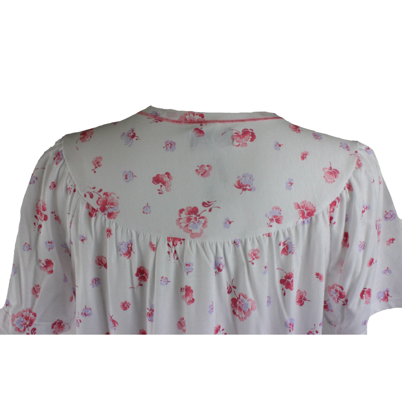 Camicia Da Notte Donna Lucky A Manica Corta Con Bottoni E Motivo Floreale - Cotone Taglie Forti