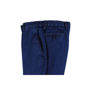 .PANTALONE UOMO CLASSICO IN TESSUTO JEANS  LEGGERO ELASTICIZZATO TAGLIE COMODE VITA ALTA CINTOLO CON ELASTICO