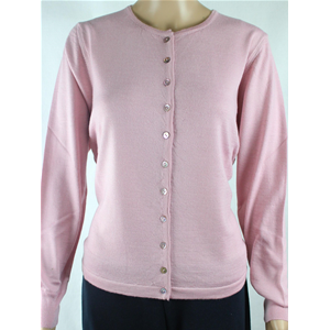 GIACCA DONNA BOTTONI COLLO COREANA MERINOS 80% MADE IN ITALY  ROSA