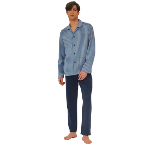PIGIAMA UOMO RAGNO CALDO COTONE INTERLOCK APERTO CON COLLETTO ART.U688N7