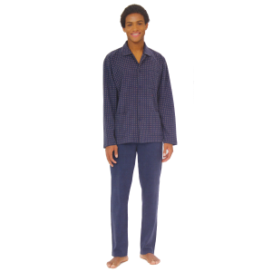 PIGIAMA UOMO RAGNO CALDO COTONE INTERLOCK APERTO CON COLLETTO ART.U686N7