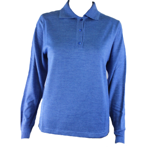 .MAGLIA POLO DONNA 3 BOTTONI.LANA MERINOS 80% MADE IN ITALY S-M-L-XL-XXL AZZURRO