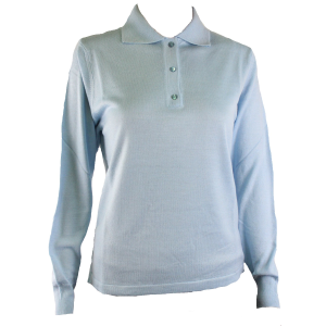 .MAGLIA POLO DONNA 3 BOTTONI.LANA MERINOS 80% MADE IN ITALY S-M-L-XL-XXL CIELO