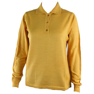 .MAGLIA POLO DONNA 3 BOTTONI.LANA MERINOS 80% MADE IN ITALY S-M-L-XL-XXL GIALLO