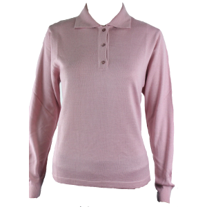 .MAGLIA POLO DONNA 3 BOTTONI.LANA MERINOS 80% MADE IN ITALY S-M-L-XL-XXL ROSA