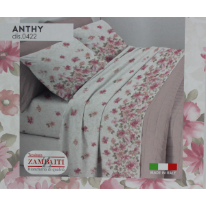 COMPLETO LENZUOLA MATRIMONIALE PURO COTONE MADE IN ITALY ANTHY