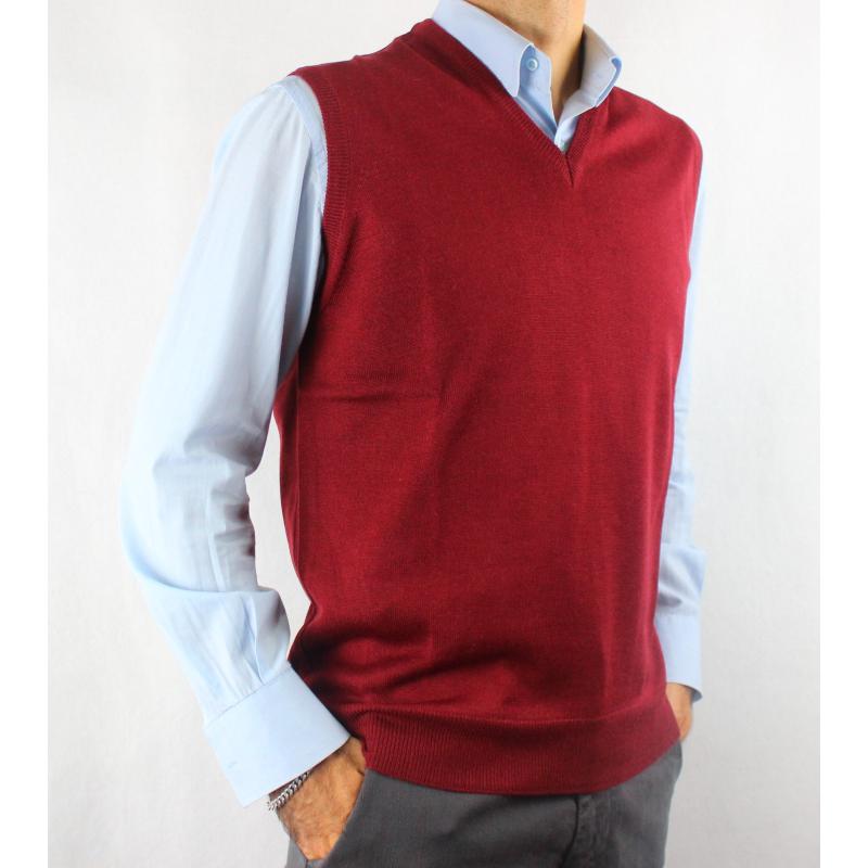 .GILET UOMO SCOLLO V 100% LANA SOTTOGIACCA PETTINATO FATTO IN ITALIA