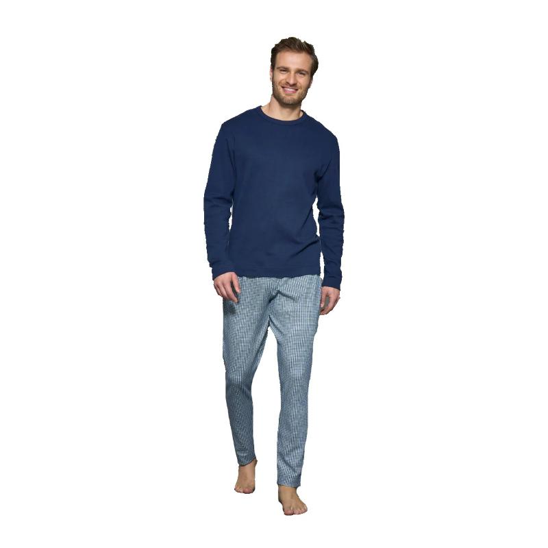 PIGIAMA UOMO RAGNO CALDO COTONE GIROCOLLO PANTALONE QUADRI ART.U838NQ