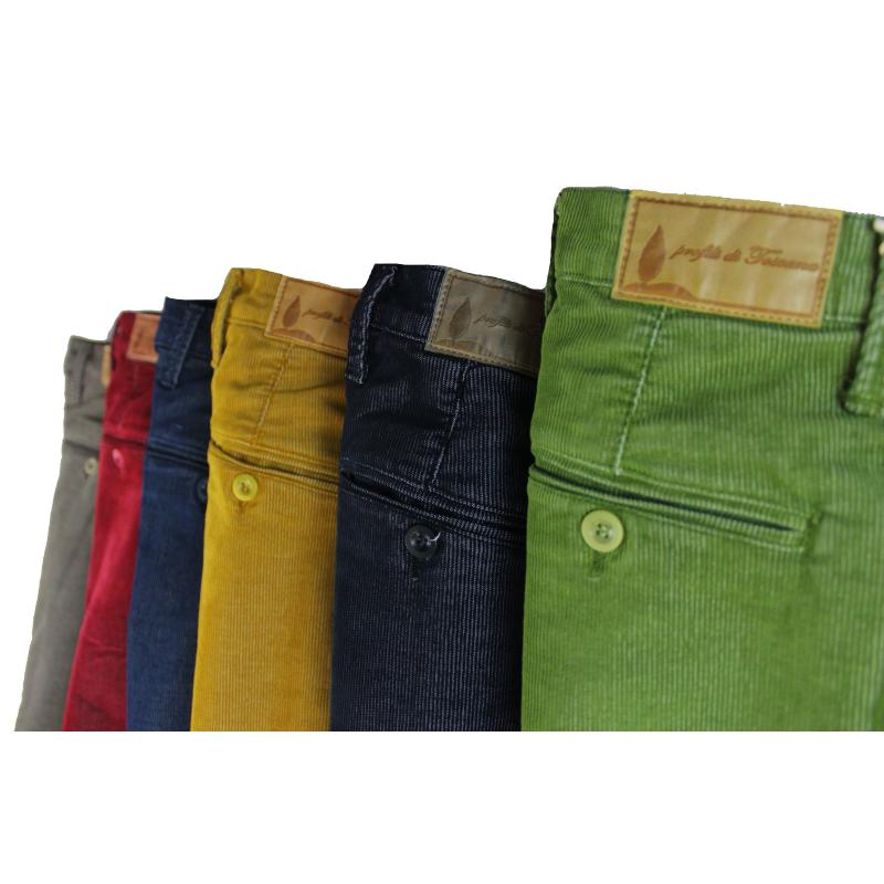 .PANTALONE UOMO CHINO MADE IN ITALY VITA REGOLARE GAMBA DRITTA COSTINA EFFETTO VELLUTINO INVERNALE ELASTICIZZATO ART.CORTONA