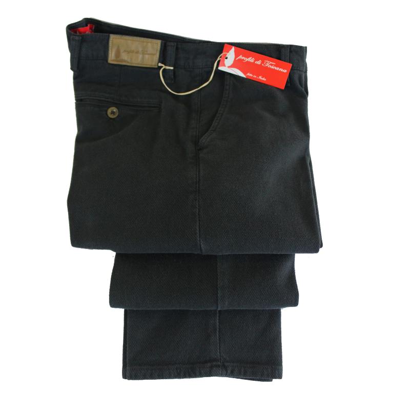 PANTALONE UOMO CHINO MADE IN ITALY VITA REGOLARE GAMBA DRITTA COTONE INVERNALE LAVORATO ELASTICIZZATO ART.FOGLIANO