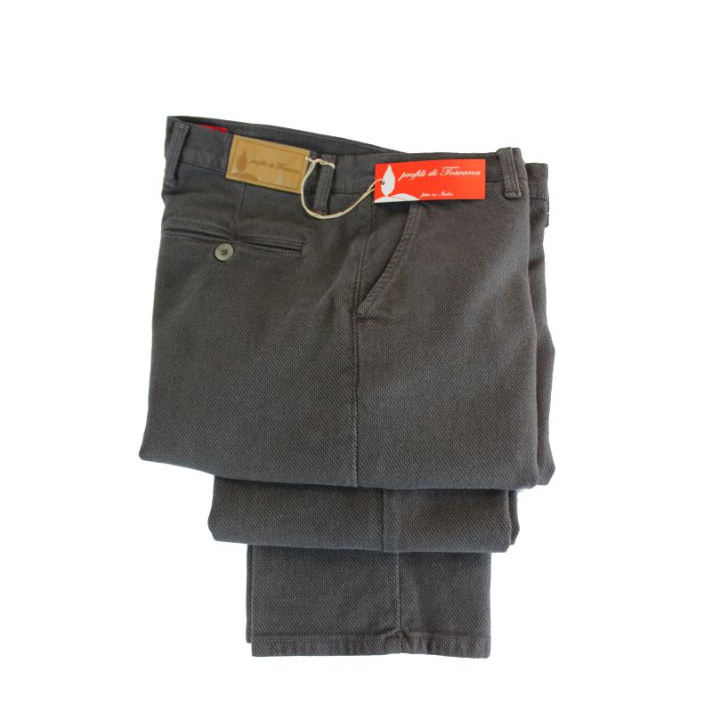 PANTALONE UOMO CHINO MADE IN ITALY VITA REGOLARE GAMBA DRITTA COTONE INVERNALE LAVORATO ELASTICIZZATO ART.FOGLIANO