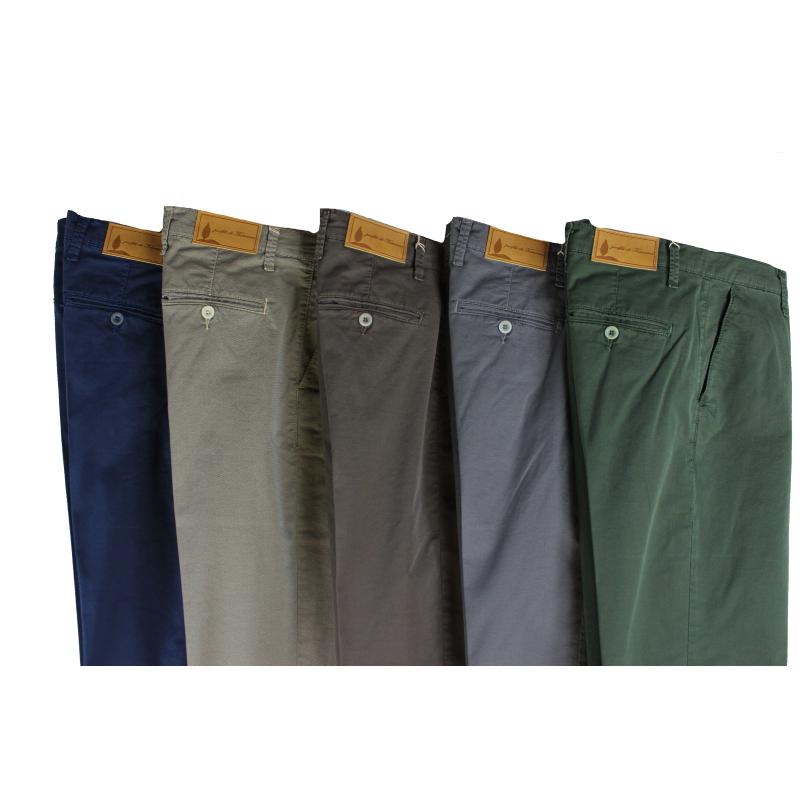 .UOMO PANTALONE CHINO MADE IN ITALY VITA REGOLARE GAMBA DRITTA MICROFANTASIA COTONE ELASTICIZZATO LEGGERO ART.VENTURINA