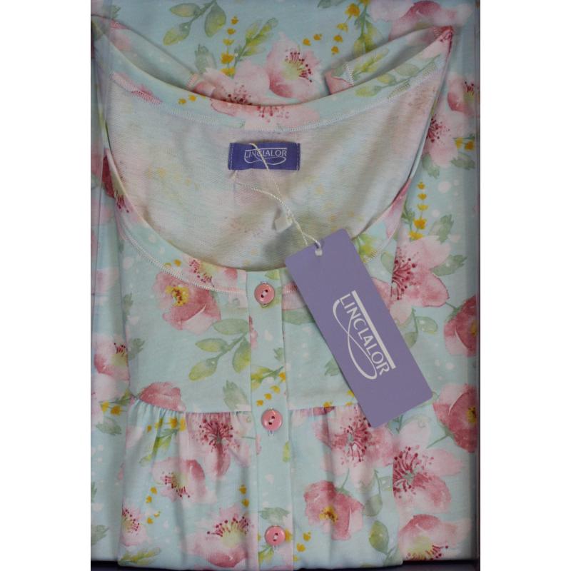 .CAMICIA NOTTE LINCLALOR MANICA CORTA 100% COTONE MAGLINA MANICA RAGLAN FINO ALLA TG.60 TAGLIE FORTI E CALIBRATE ART.75166